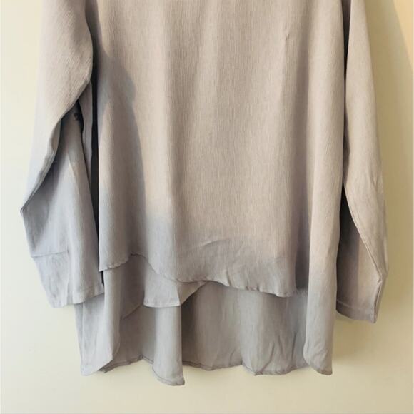 Abigail Asymmetric Hemline Roll Tab Sleeve Blouse - Picture 2 of 7